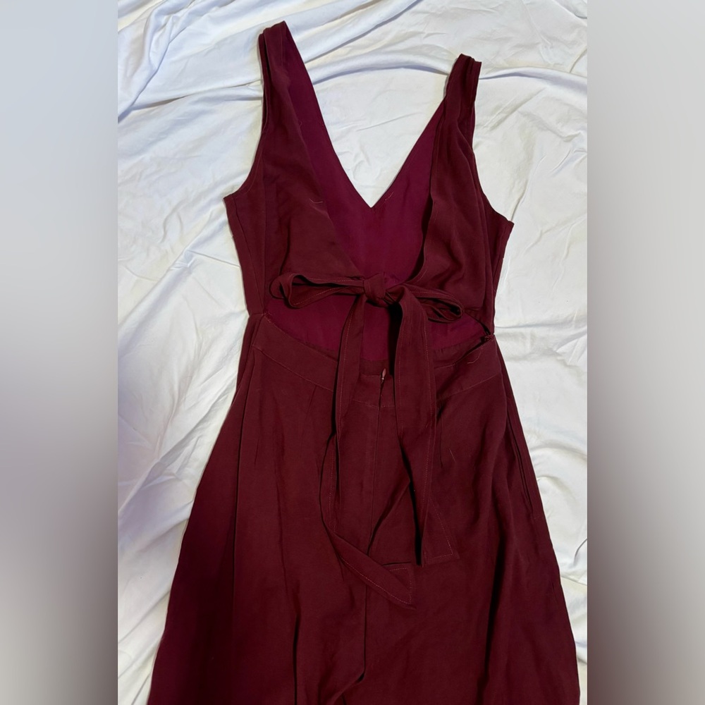 Burgundy Jumpsuit with Back Bow